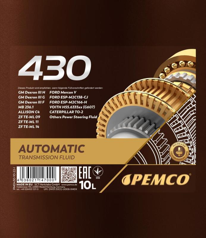 PEMCO 430 ATF D III 10 л. Синтетическое трансмиссионное масло