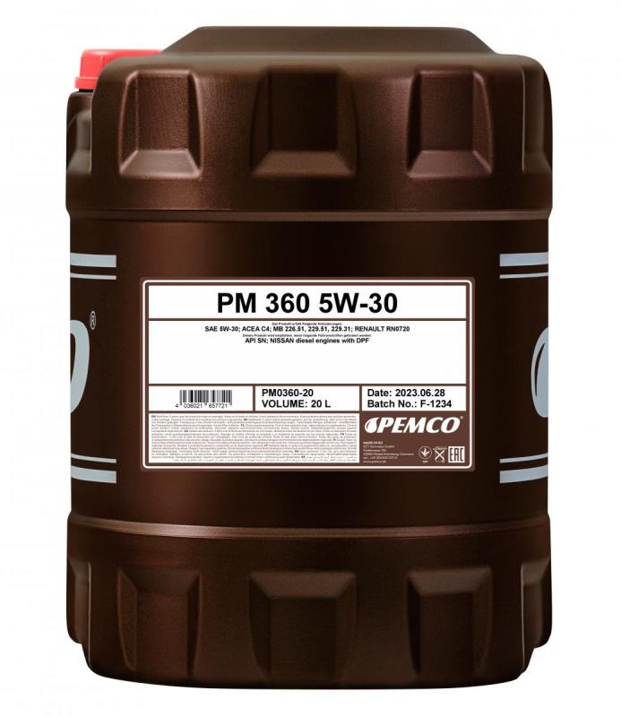 PEMCO 360 5W30 20 л. Синтетическое моторное масло 5W-30