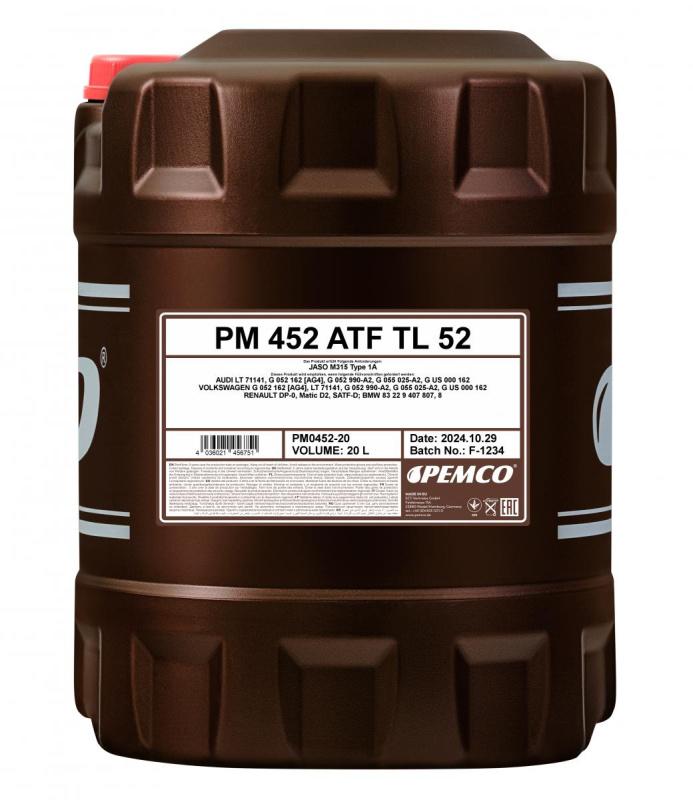 PEMCO 452 ATF TL 52 20 л. Синтетическое трансмиссионное масло