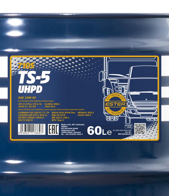 7105 MANNOL TS-5 UHPD 10W40 60 л. Полусинтетическое моторное масло 10W-40