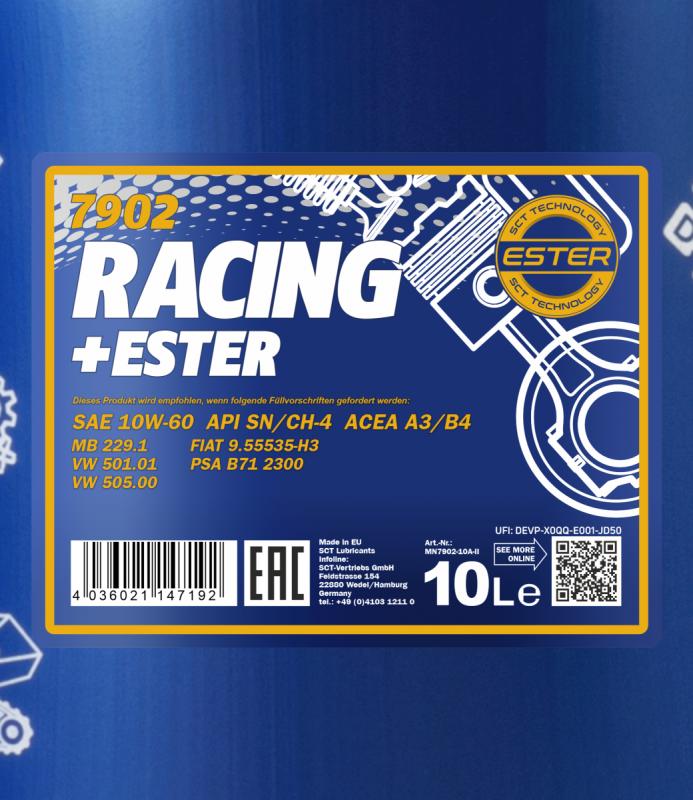 7902 MANNOL RACING ESTER 10W60 10 л. Синтетическое моторное масло 10W-60