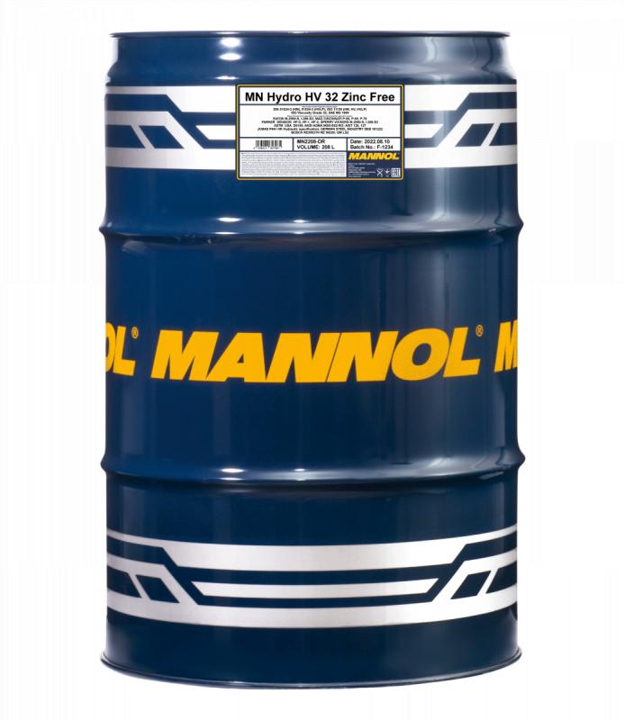 2208 MANNOL HYDRO HV 32 ZINC FREE 208 л. Минеральное гидравлическое масло