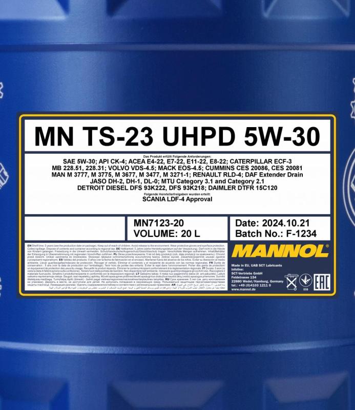 7123 MANNOL TS-23 UHPD 5W30 20 л. Синтетическое моторное масло 5W-30