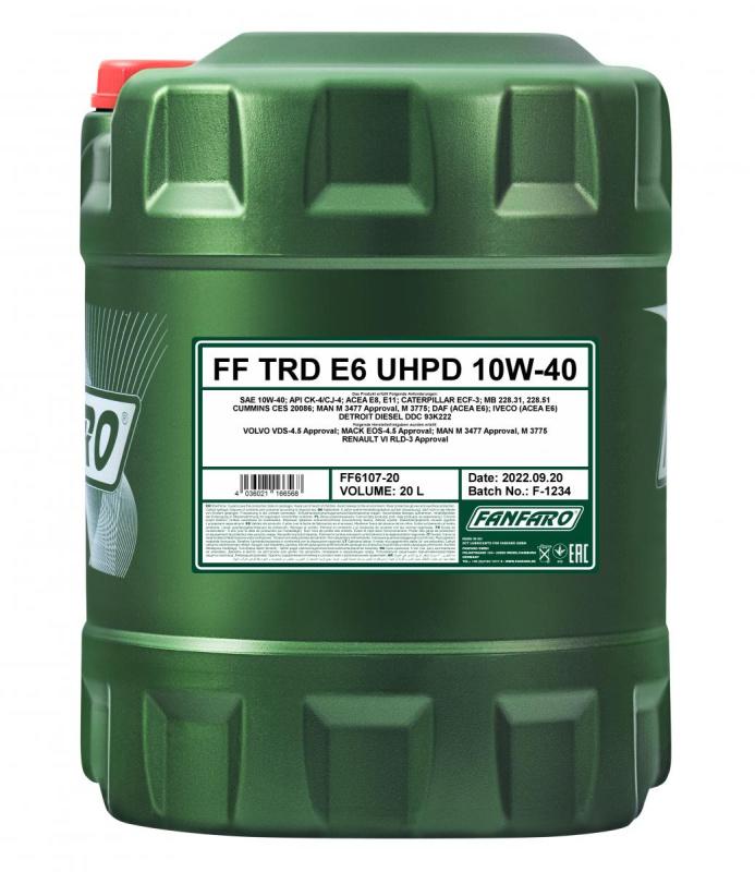 6107 FANFARO TRD E6 UHPD 10W40 20 л. Синтетическое моторное масло 10W-40