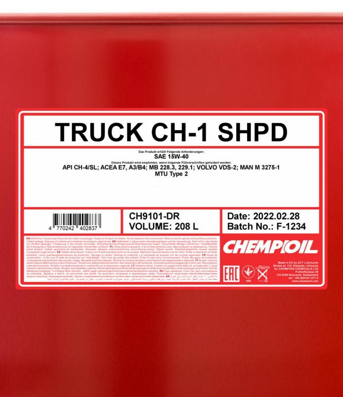 9101 CHEMPIOIL TRUCK SHPD CH-1 15W40 208 л. Минеральное моторное масло 15W-40