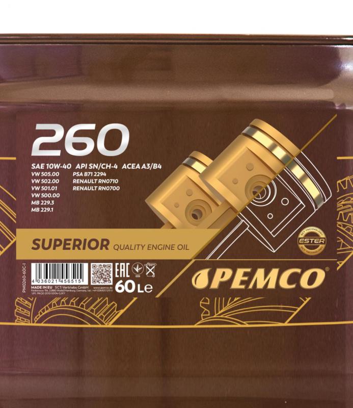 PEMCO 260 10W40 60 л. Полусинтетическое моторное масло 10W-40