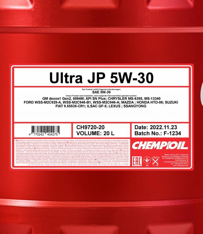 9720 CHEMPIOIL ULTRA JP 5W30 20 л. Синтетическое моторное масло 5W-30