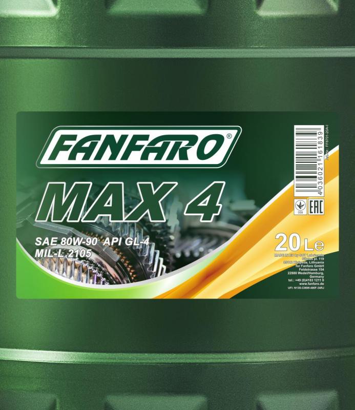 qqqq8701 FANFARO MAX 4 80W90 20 л. Минеральное трансмиссионное масло 80W-90