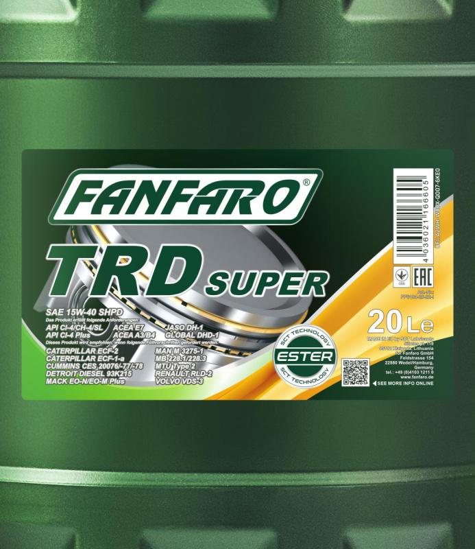 6104 FANFARO TRD SUPER SHPD 15W40 20 л. Минеральное моторное масло 15W-40