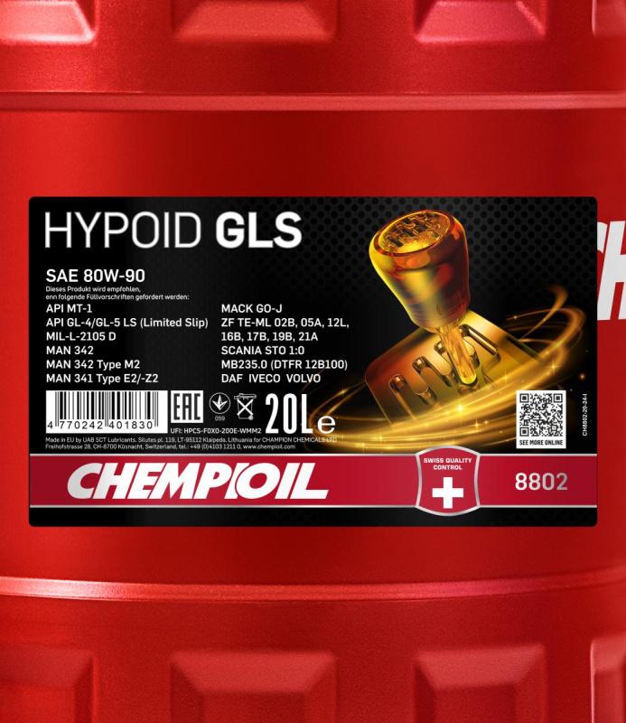 8802 CHEMPIOIL HYPOID GLS 80W90 20 л. Минеральное трансмиссионное масло 80W-90