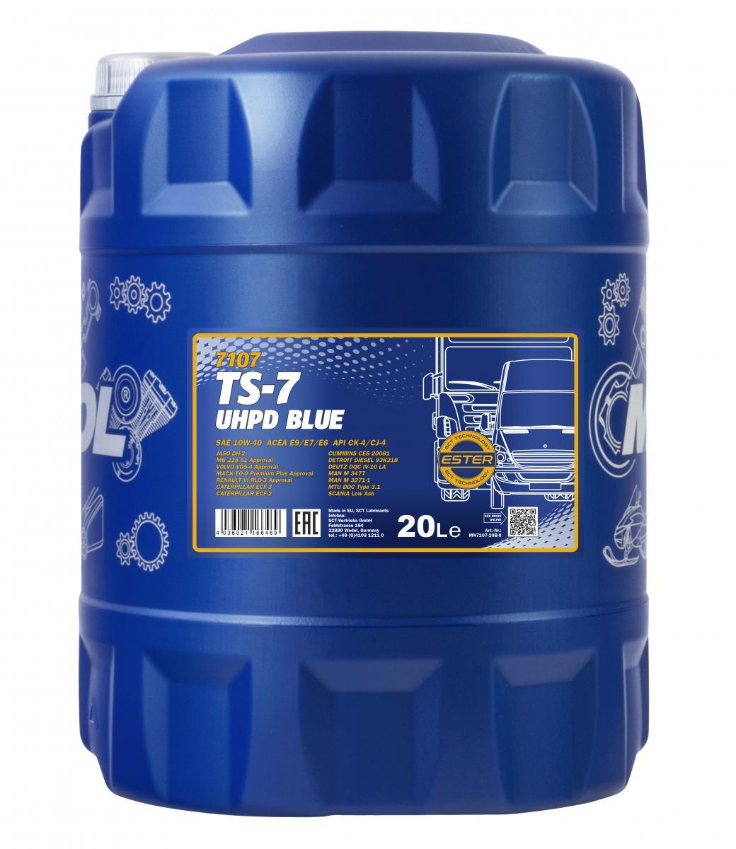 7107 MANNOL TS-7 BLUE UHPD 10W40 20 л. Синтетическое моторное масло 10W-40  7107 MANNOL TS-7 BLUE UHPD 10W40 20 л. Синтетическое моторное масло 10W-40