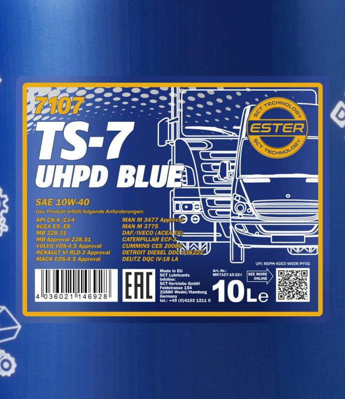 7107 MANNOL TS-7 BLUE UHPD 10W40 10 л. Синтетическое моторное масло 10W-40 