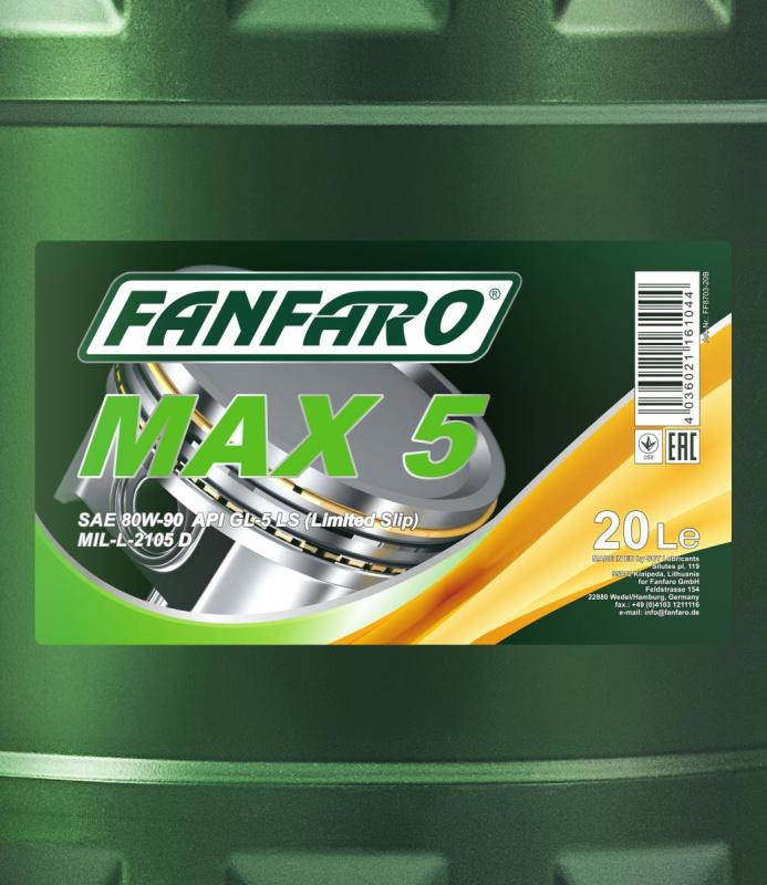 qqqq8703 FANFARO MAX 5 80W90 20 л. Минеральное трансмиссионное масло 80W-90