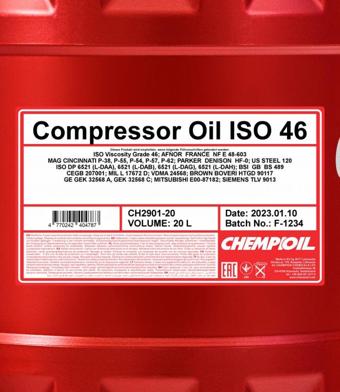 2901 CHEMPIOIL COMPRESSOR OIL ISO 46 20 л. Минеральное компрессорное масло 