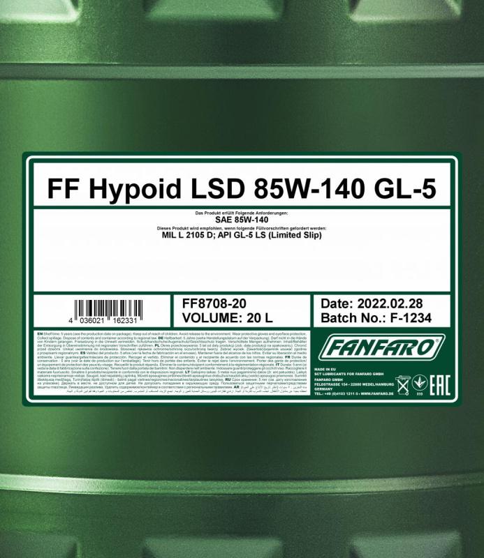 qqqq8708 FANFARO HYPOID LSD 85W140 20 л. Минеральное трансмиссионное масло 85W-140