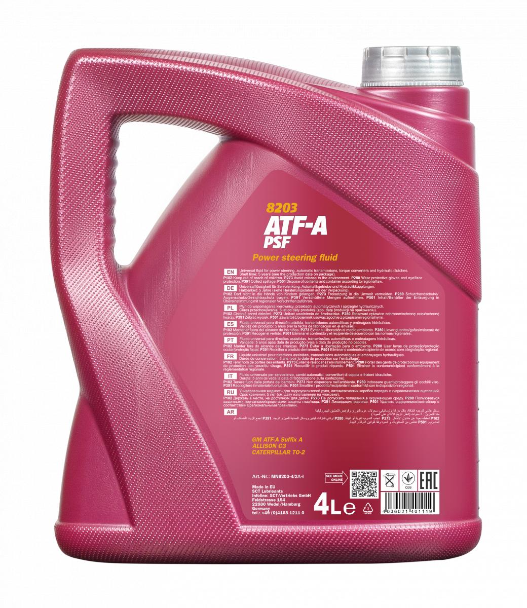 8203 MANNOL ATF-A PSF 4 л. Гидравлическая жидкость 8203 MANNOL ATF-A PSF 4 л. Гидравлическая жидкость