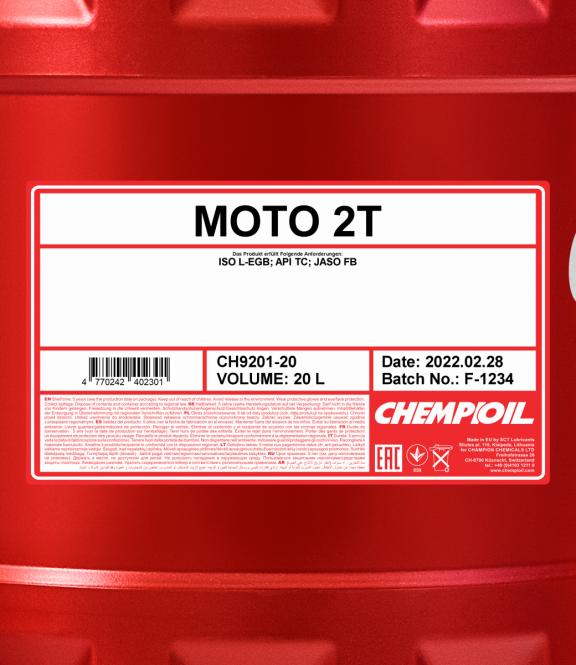 9201 CHEMPIOIL MOTO 2T 20 л. Минеральное моторное масло для двухтактных двигателей 2T