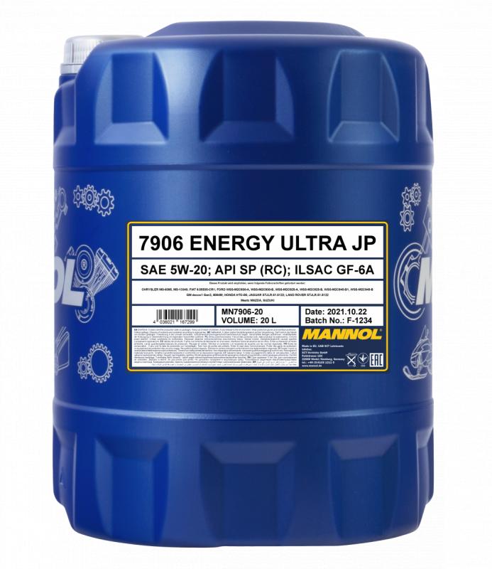 7906 MANNOL ENERGY ULTRA JP 5W20 20 л. Синтетическое моторное масло 5W-20