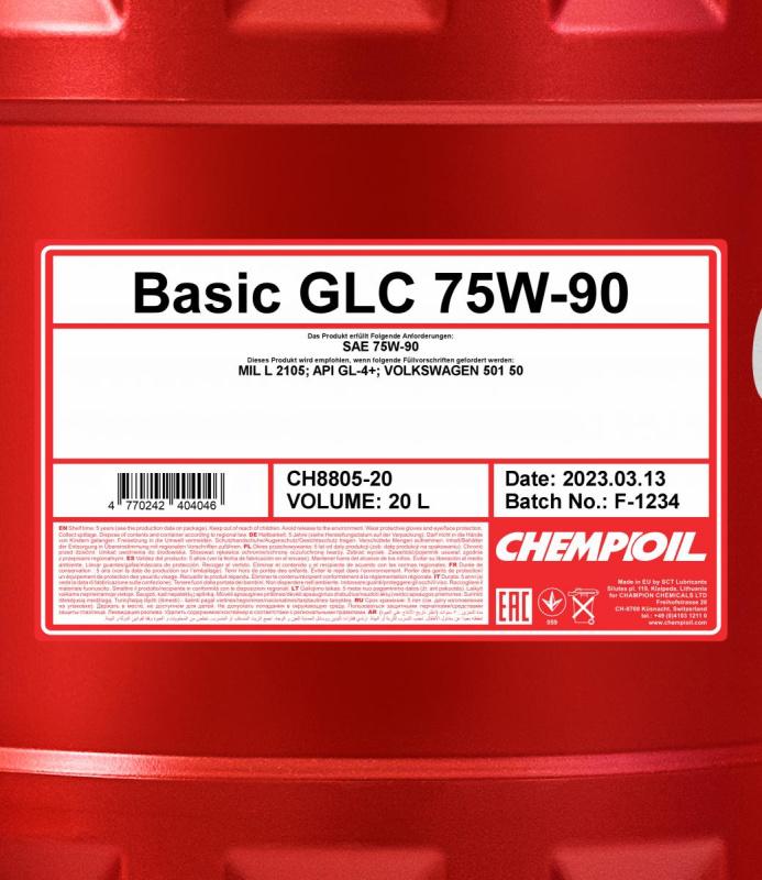 8805 CHEMPIOIL BASIC GLC 75W90 20 л. Синтетическое трансмиссионное масло 75W-90