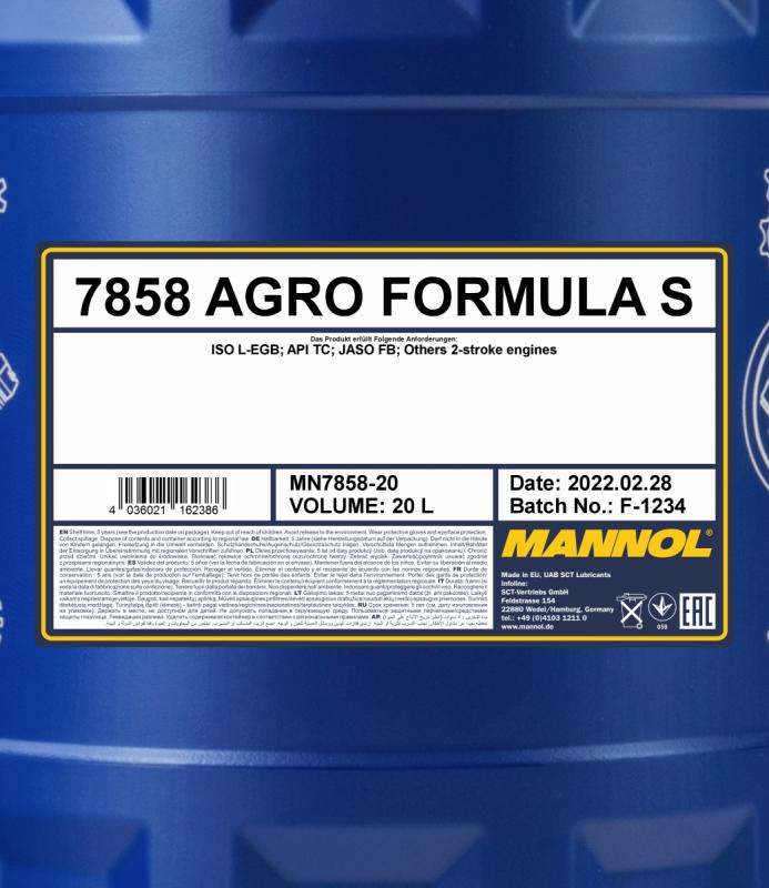 7858 MANNOL AGRO FORMULA S 20 л. Синтетическое моторное масло